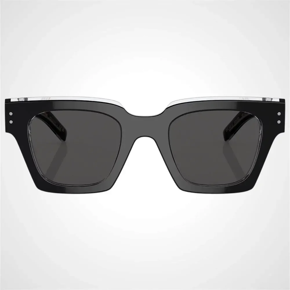 New Dolce & Gabbana Sunglasses Black Crystal Acetate Square Gray Lens